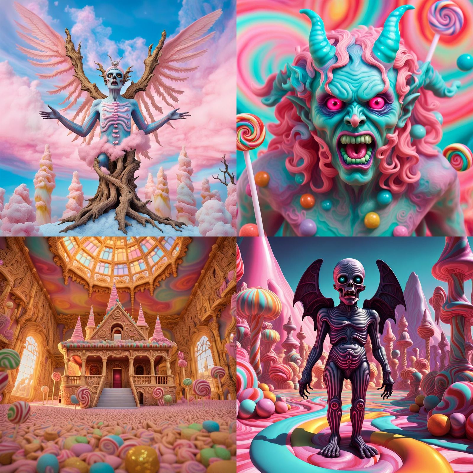 Pazuzu Candyland Creature in H.R. Giger Style