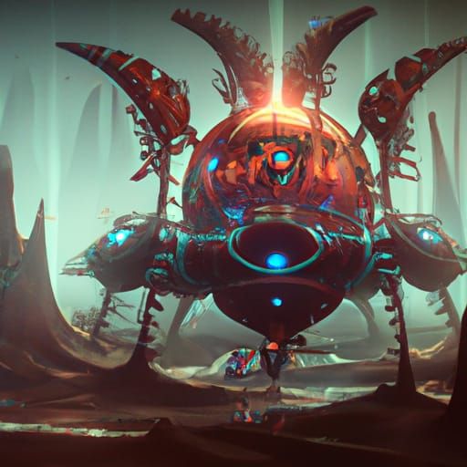 Spaceship on Mars: A Fantastical Alien Landscape