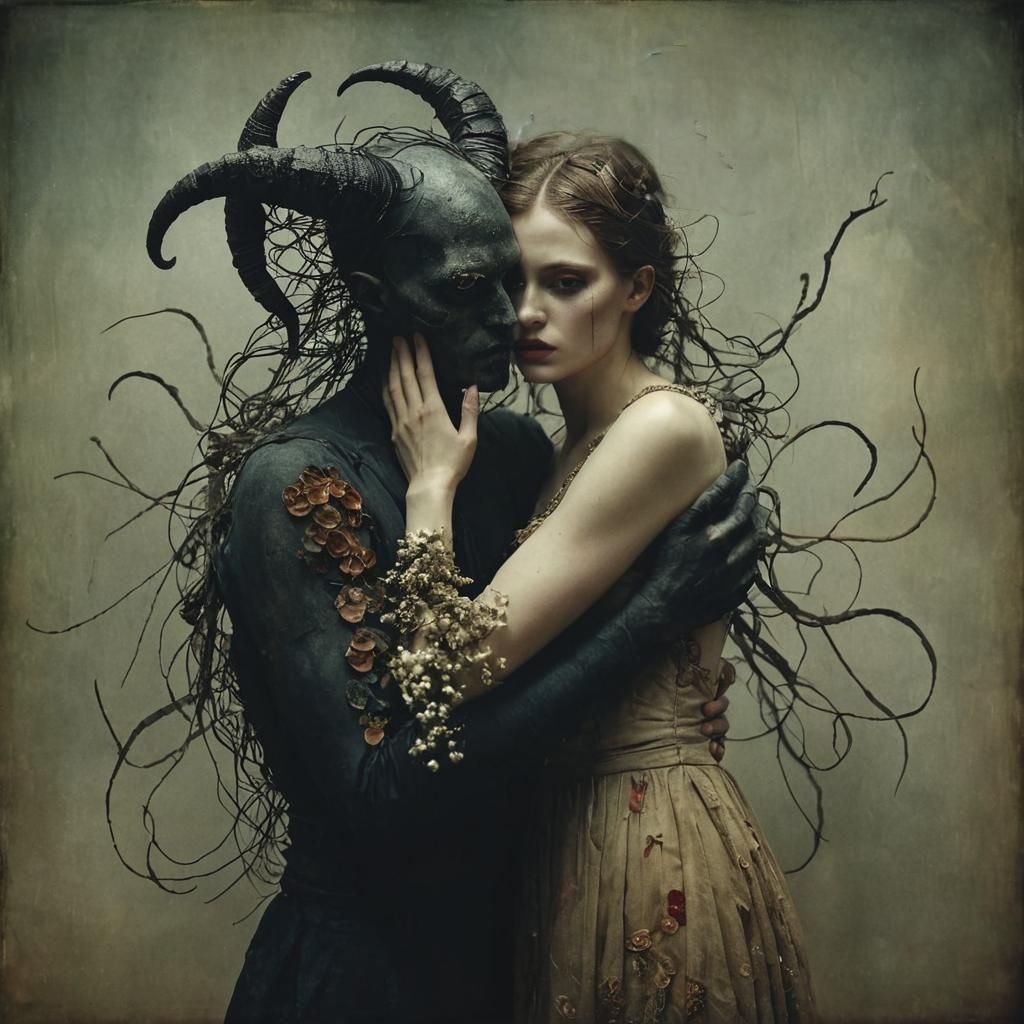Surreal Embrace: Demons in a Dreamscape