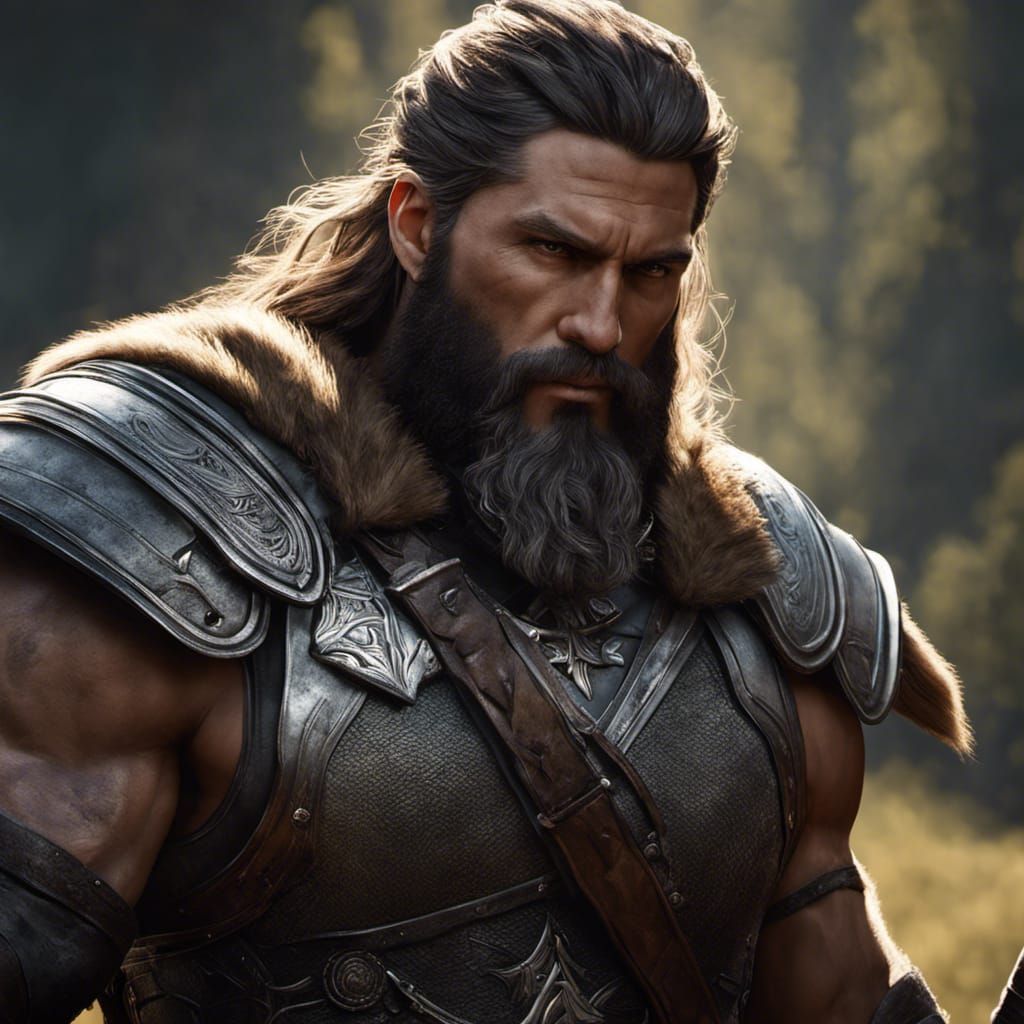 Scarred Barbarian Warrior with Axe, Dark Fantasy Concept Art