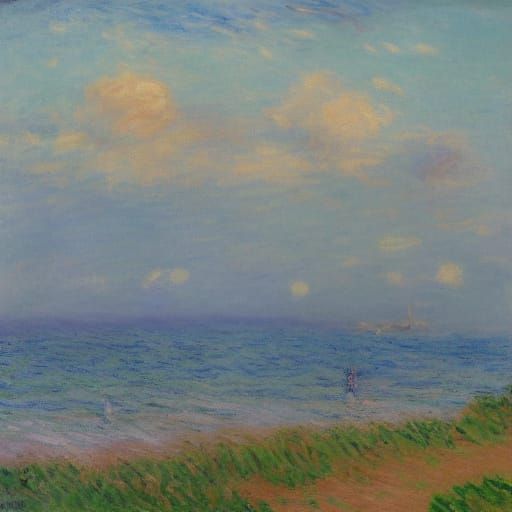 Idyllic Farmstand on Shore in Impressionist Style