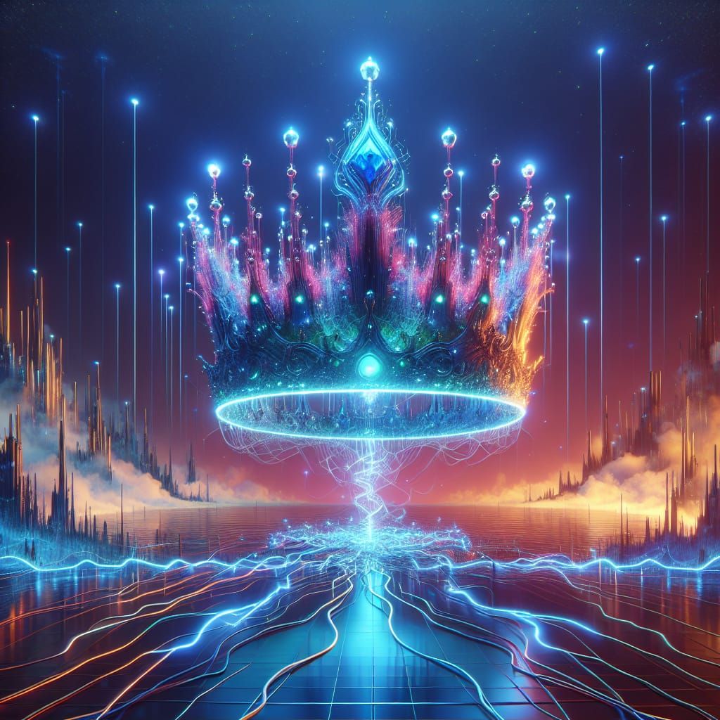 Floating Neon Crown: Fantasy Concept Art