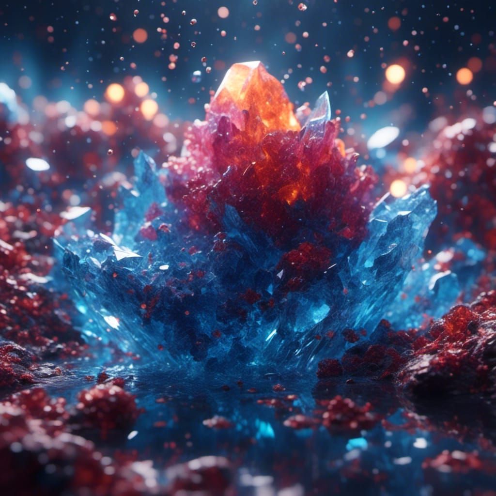 Blue Crystal Galaxy in Detailed Matte Painting Style