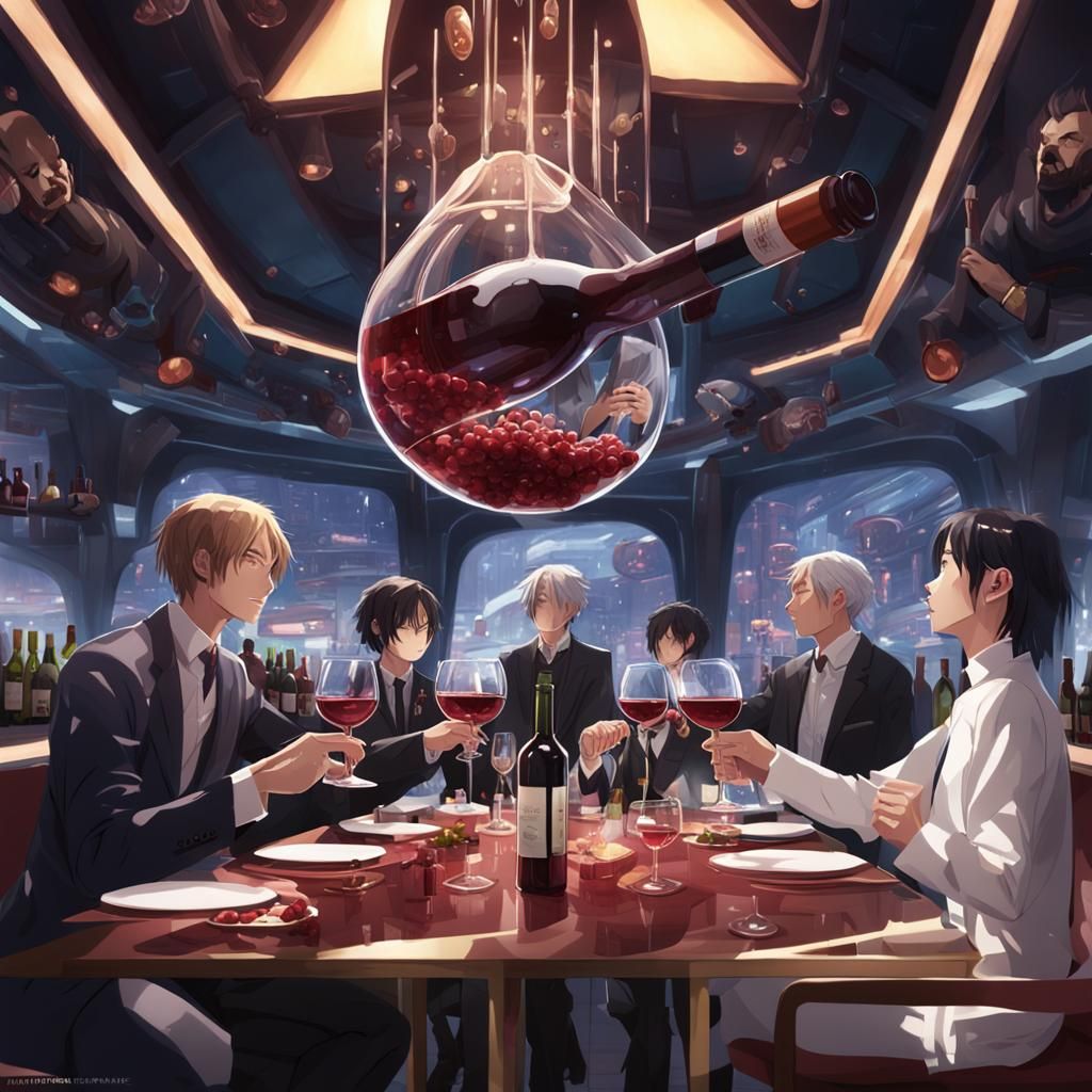 Futuristic Sommelier in a 3D Anime Style