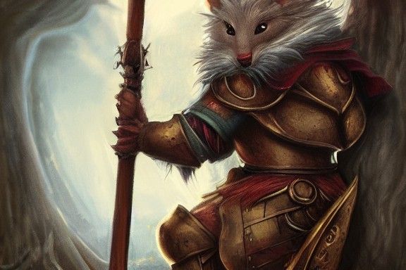 Chibi Mouse Knight on Branch: Redwall-style Artwork