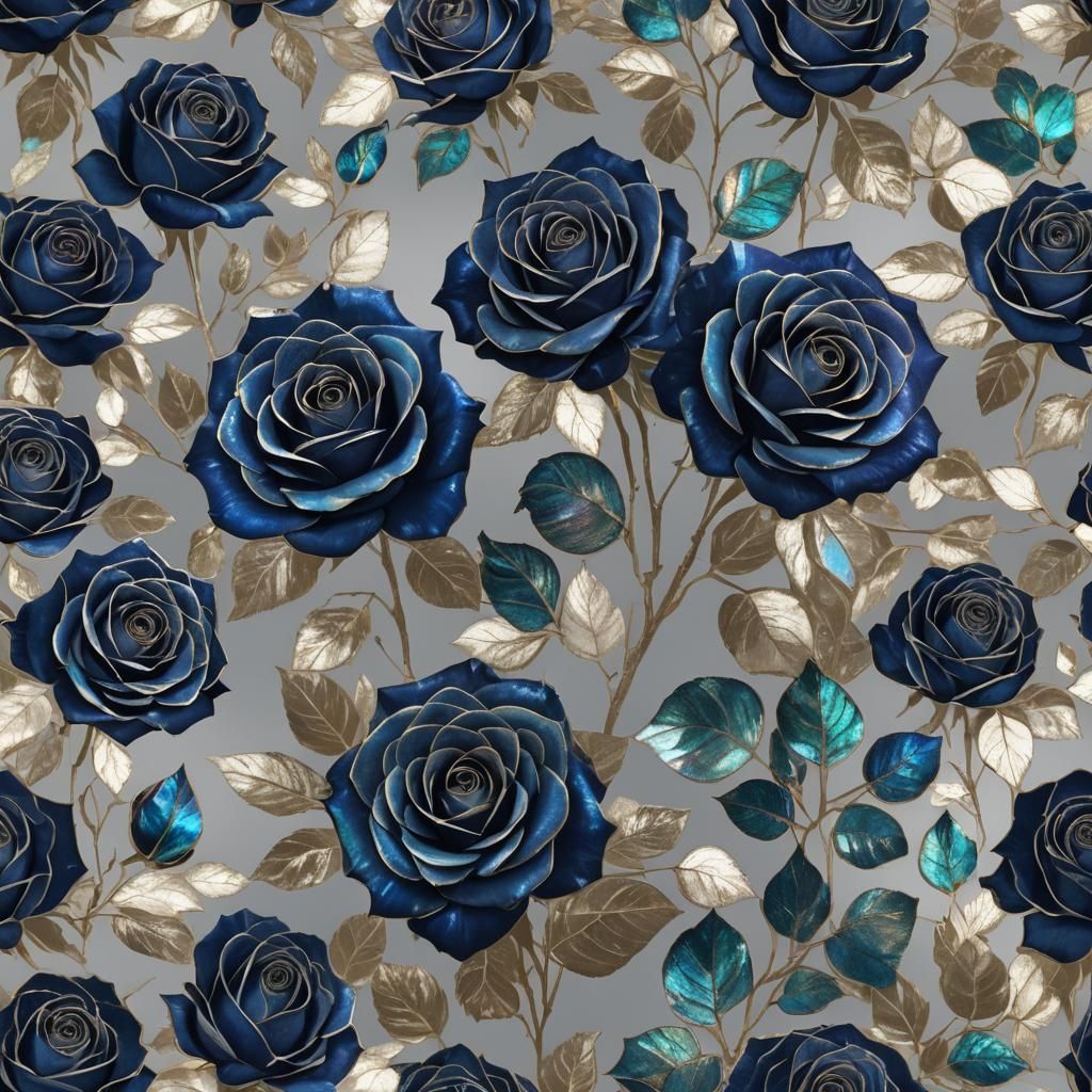 Iridescent Navy Blue Rose: AI Generated Image