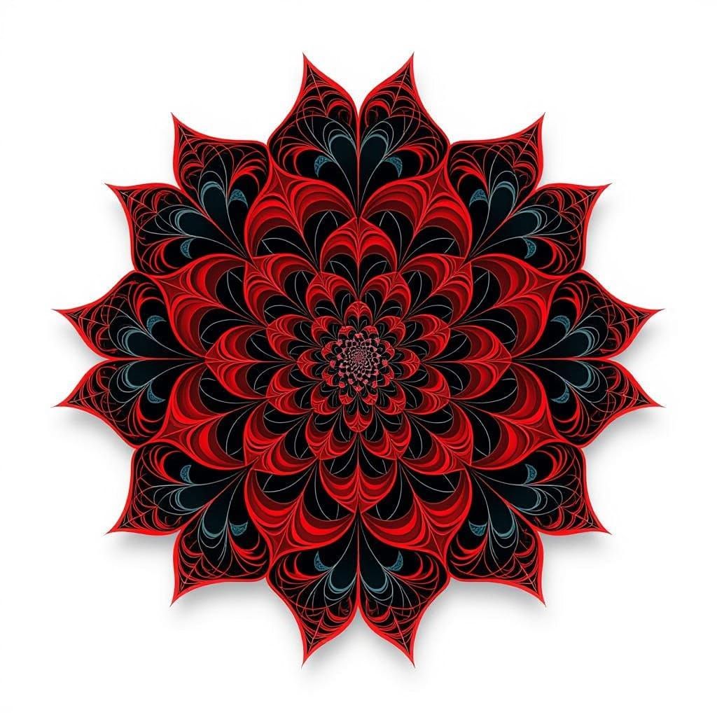 Vibrant Fractal Waveform in Zentangle-Inspired 3D