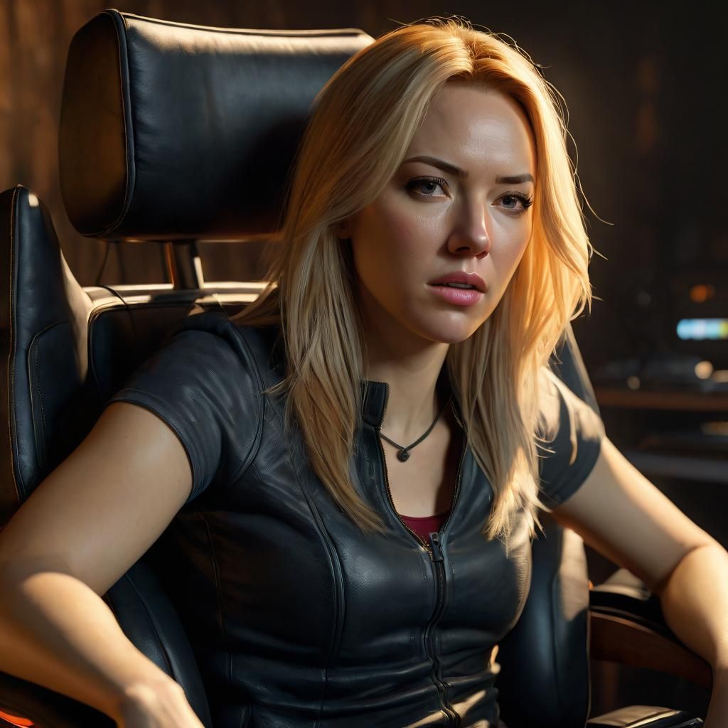 Gamer Girl Shock as Chair Breaks: Oil Painting