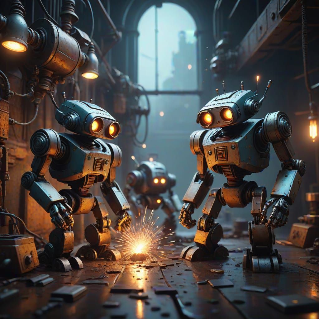 Tiny Robots in a Micro World: High-Contrast Digital Art