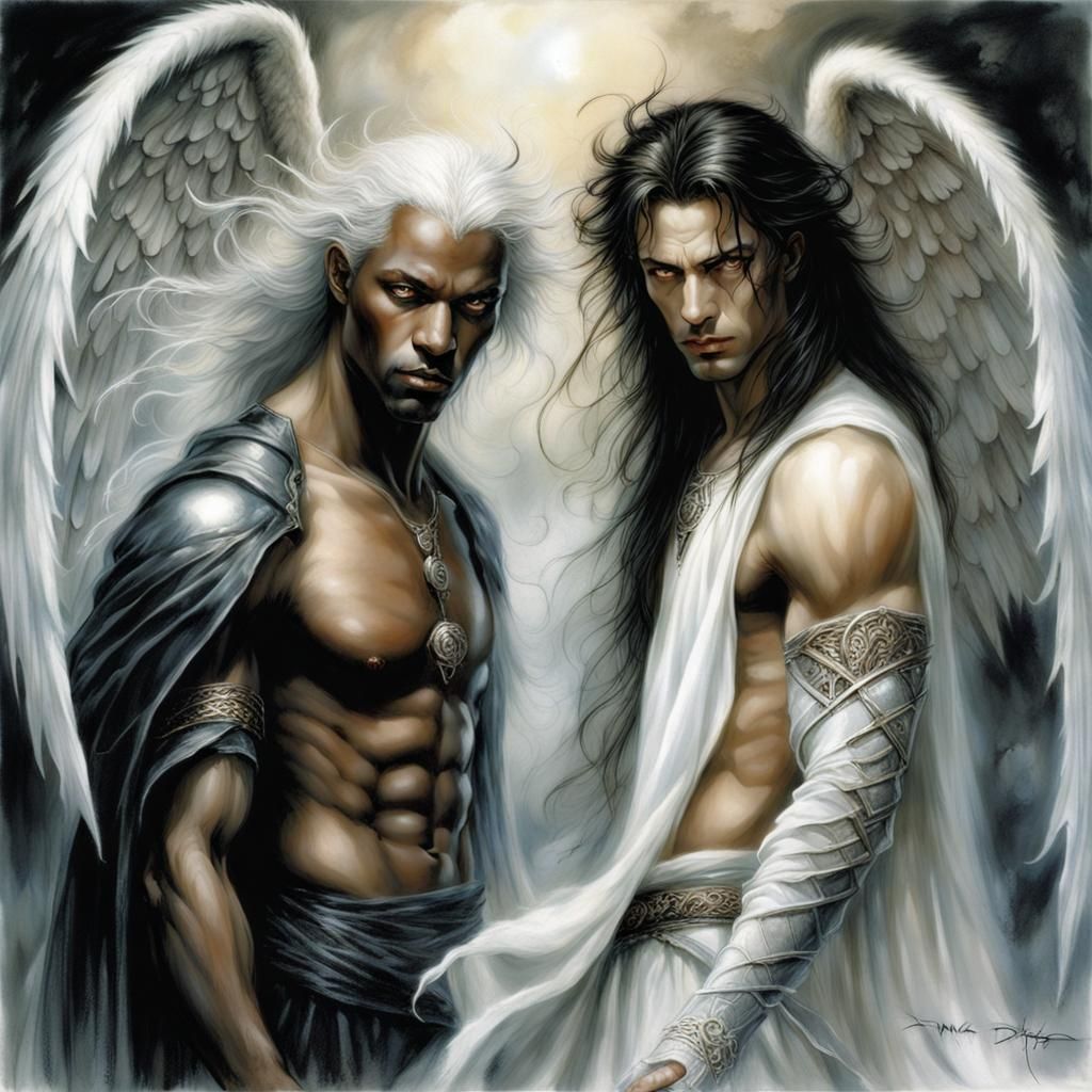 Angelic Contrast: Black Angel and White Devil