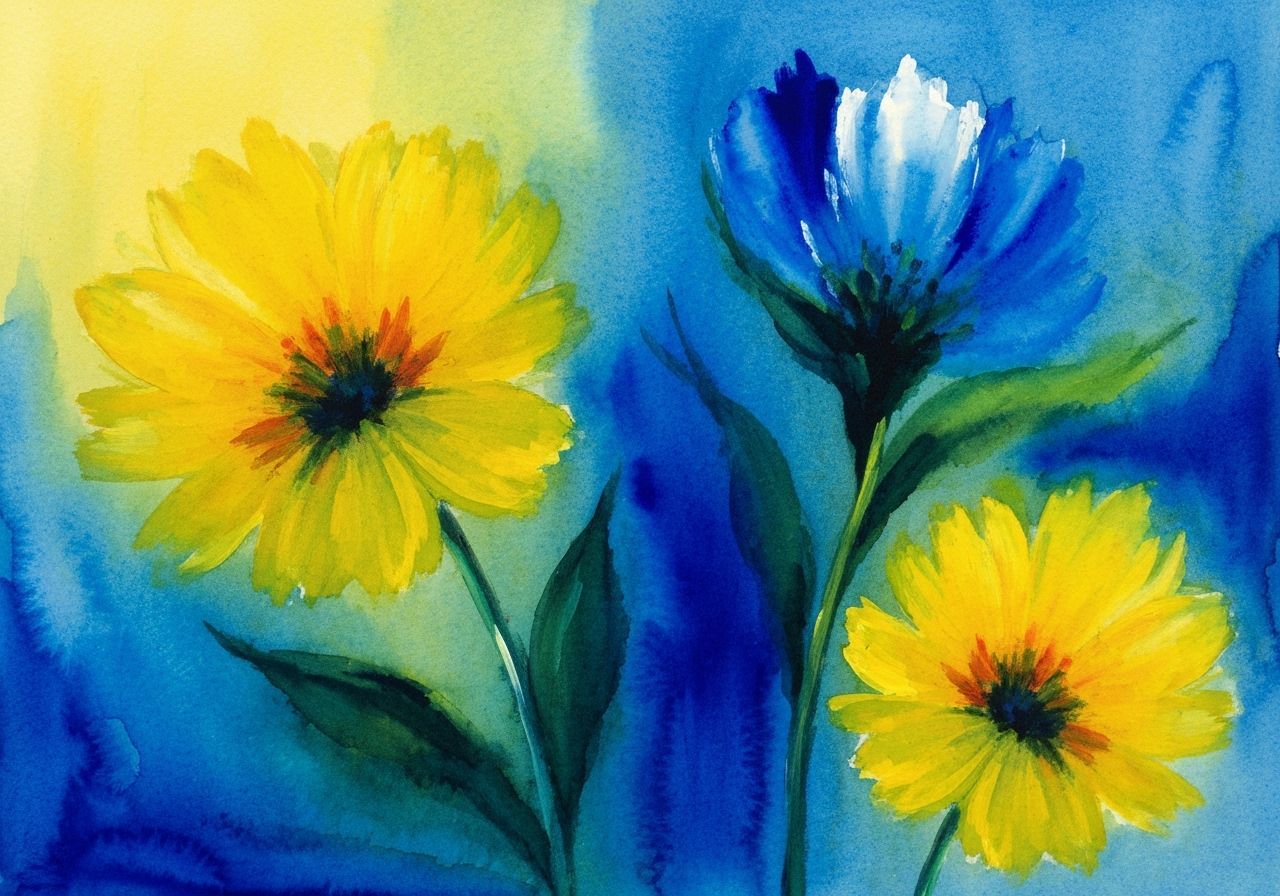 Vibrant Abstract Watercolor Painting in Modern Style