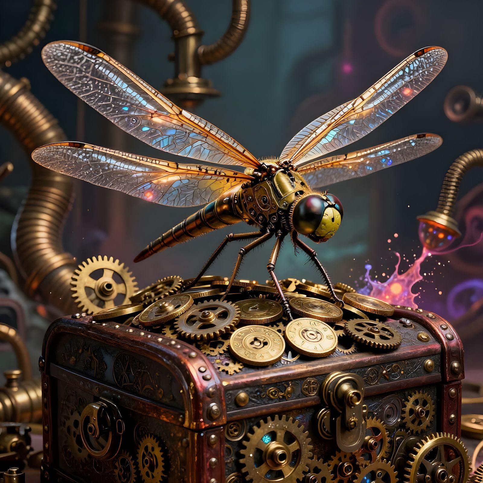 Steampunk Dragonfly on Treasure Box