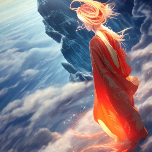 Asian Woman Walks Away from Fiery Ice Ocean in Stunning Digi...