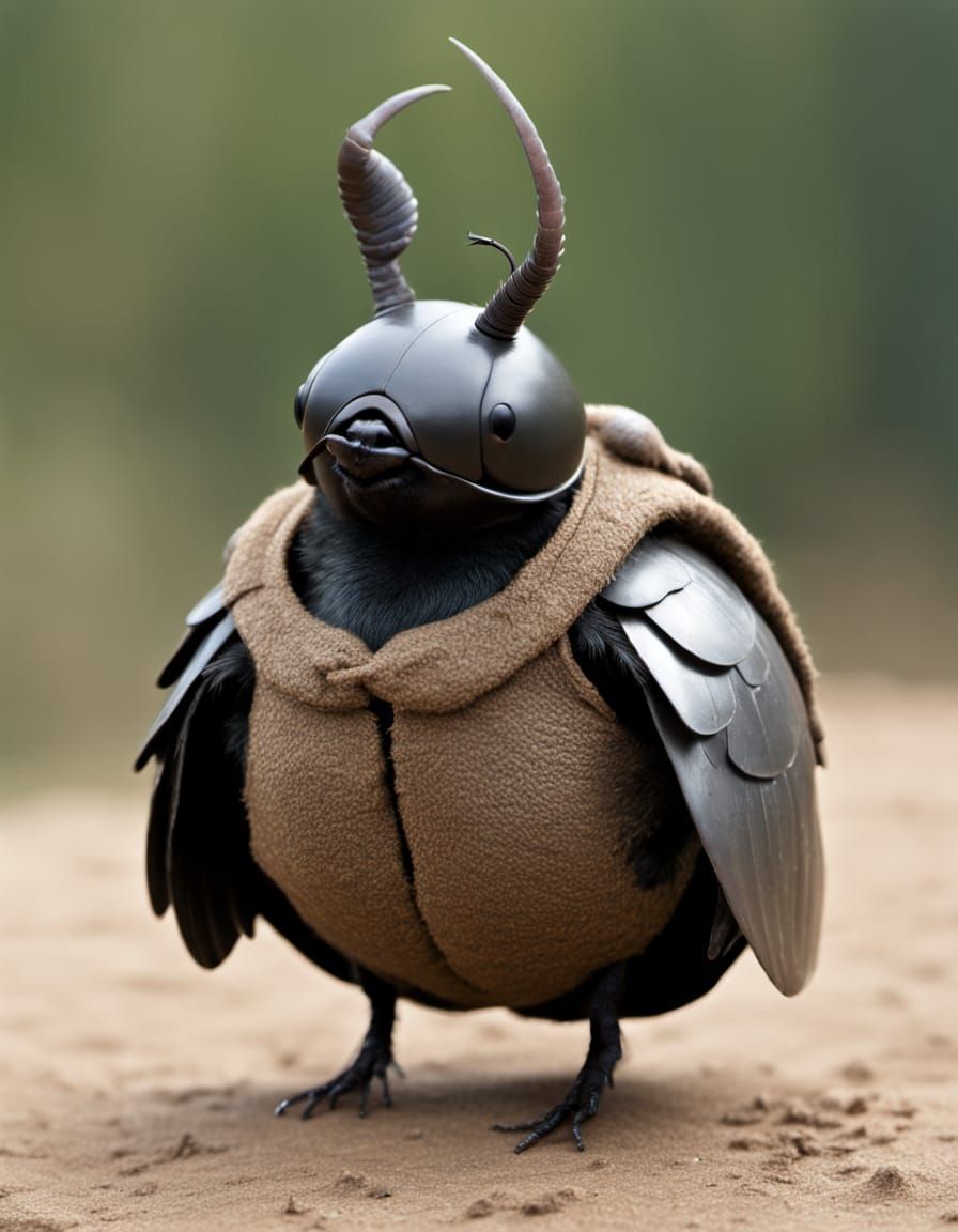 Dung Beetle Dons Pigeon Costume