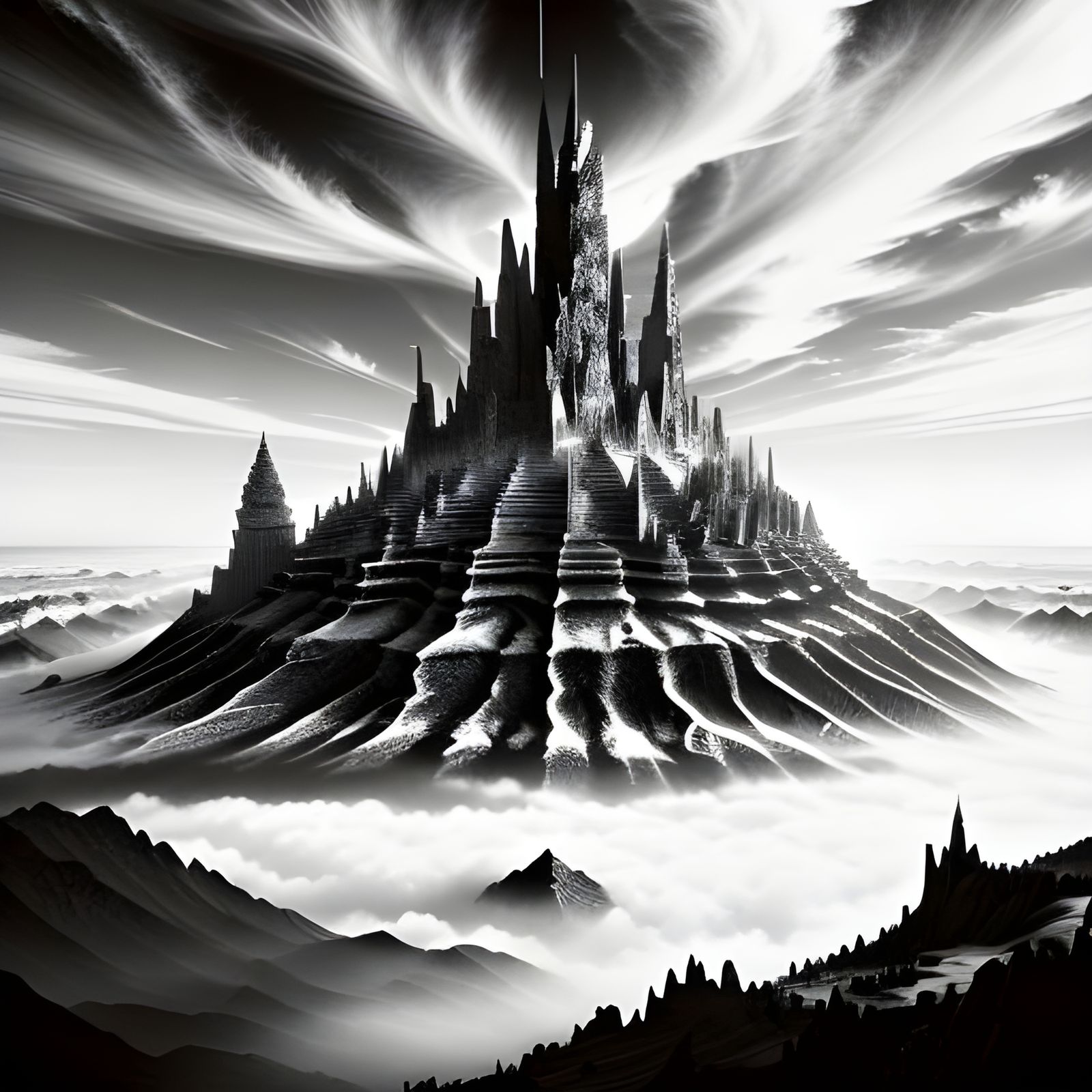 Biblical Armageddon Concept Art in Black and White