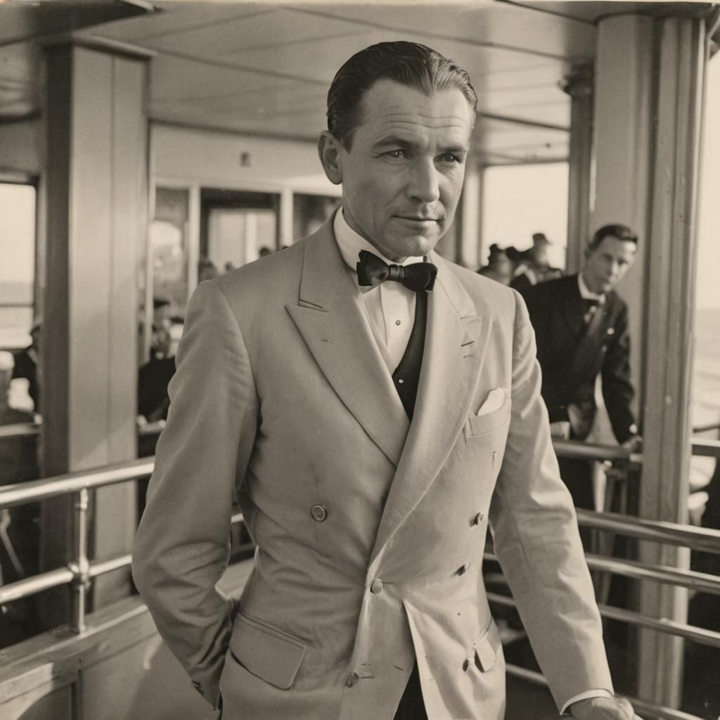 Man in Tuxedo Aboard the SS Normandie