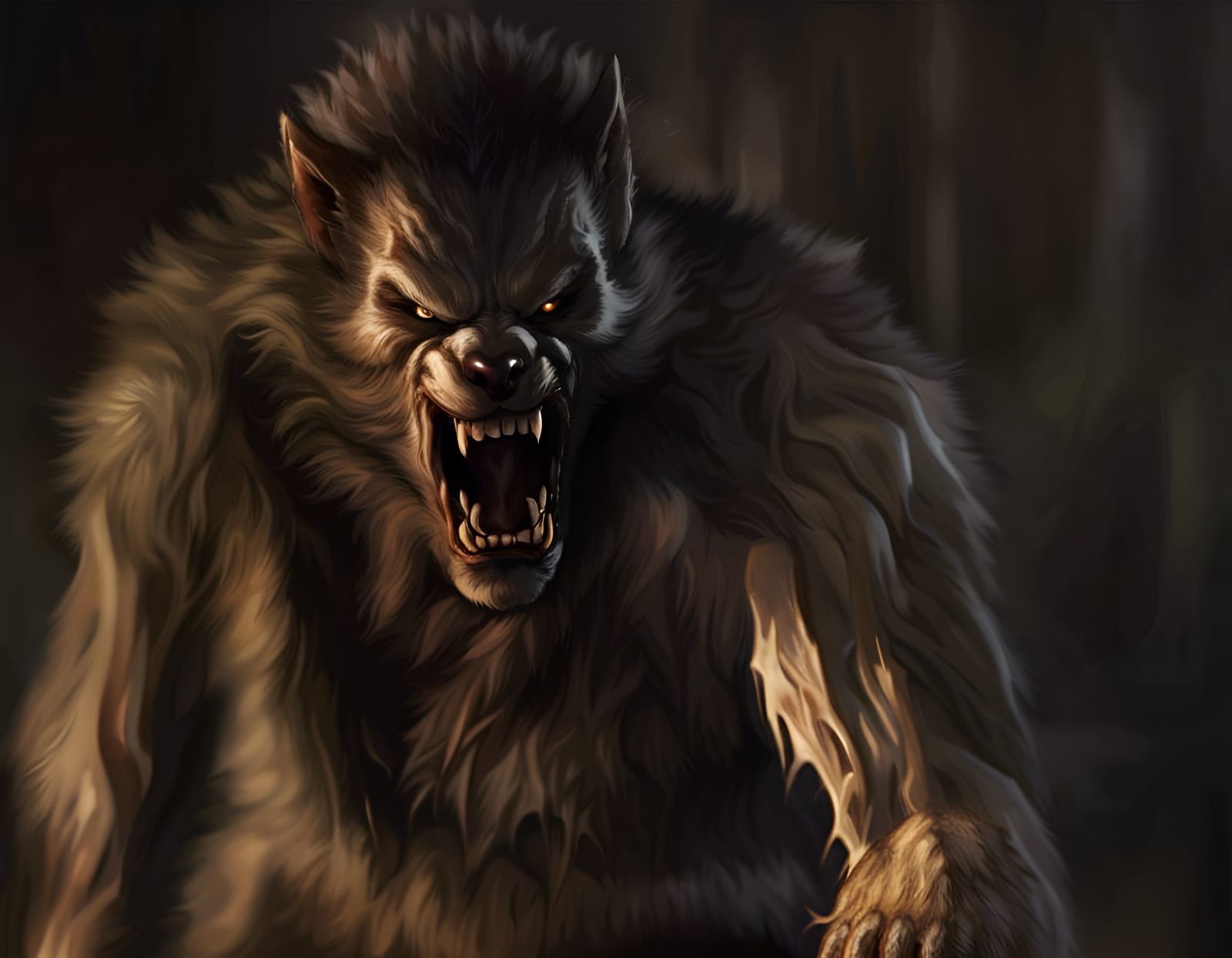 Fierce Wolfman Snarling Aggressively