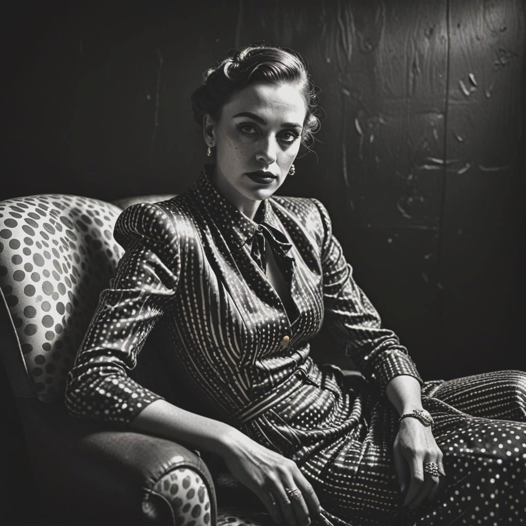 Model in Polka Dot Dress: A Dada-Inspired Portrait