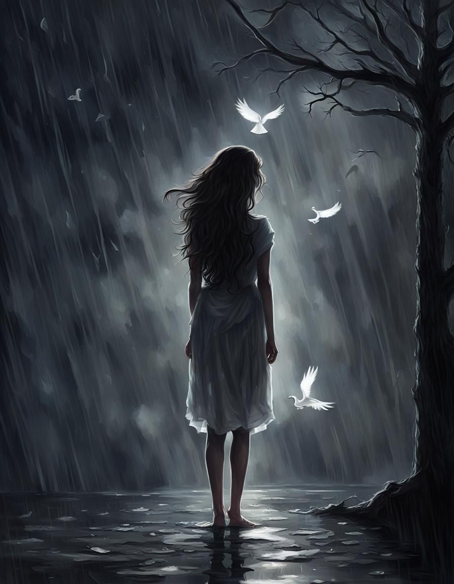 Sorrowful Girl Portrait with Dynamic Lighting