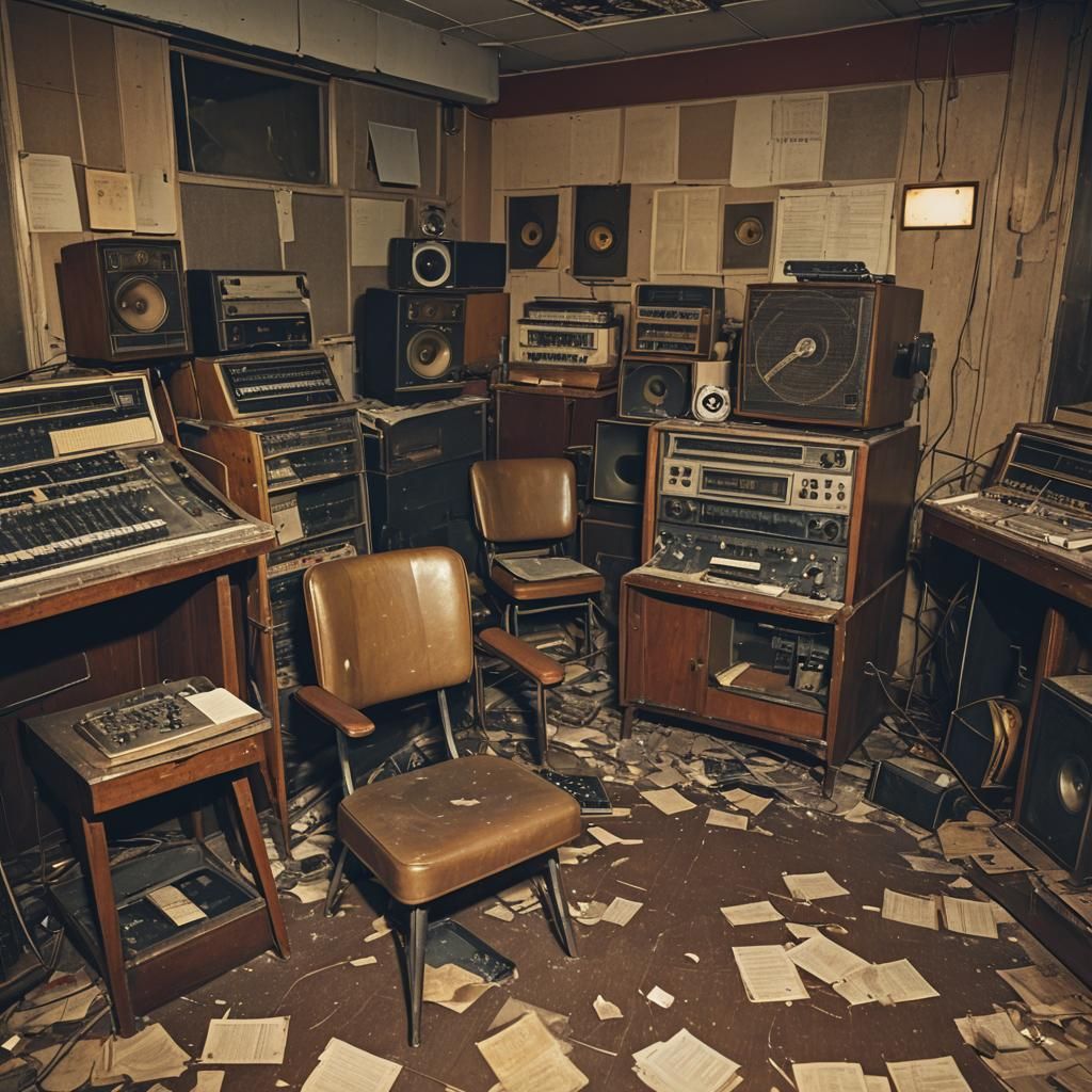 Abandoned Radio Studio with Vintage Equipment