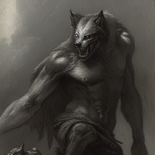 Horrific Werewolf Transformation in Gothic Horror Style