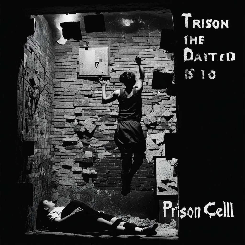 Antique Photograph of Prison Cell with Floating Woman