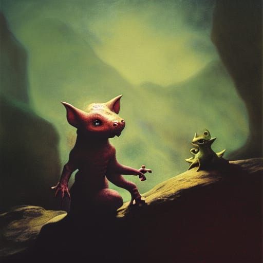 Kobold's Mishap: An Oil Painting Inspired by Fantasy Art