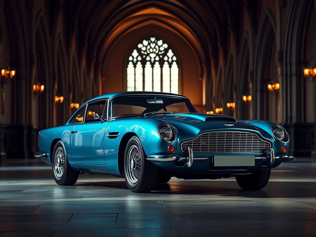 Aston Martin DB5 in a Gothic Cathedral Setting