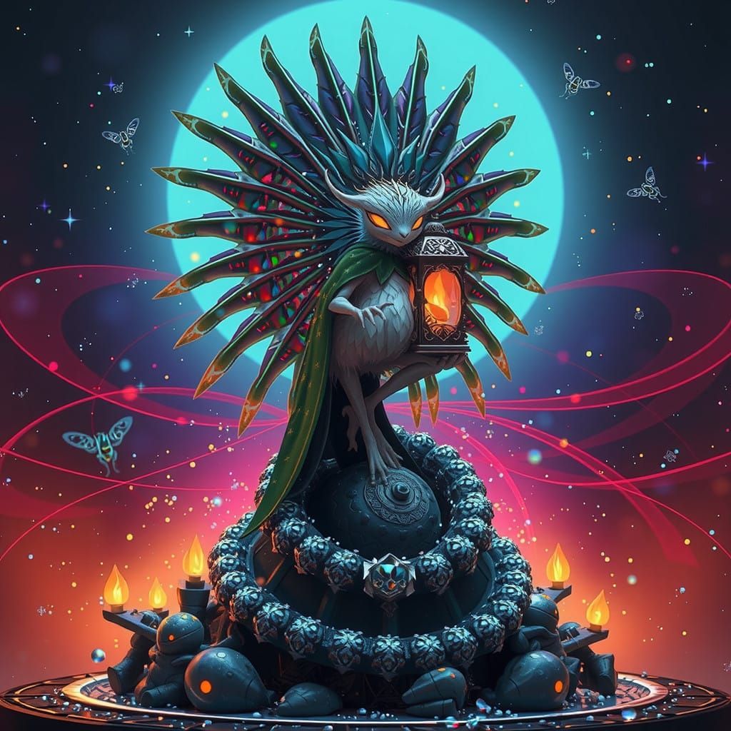 Enchanted Firefly in a Whimsical Snowglobe Scene