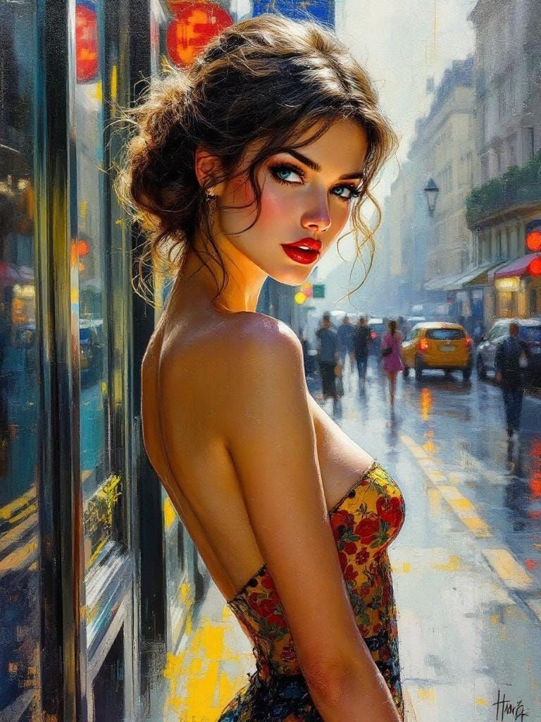 Parisian Figure Study in Encrustique Impressionist Style