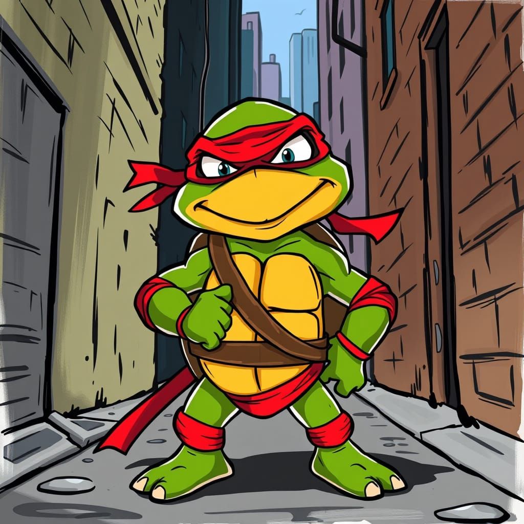 Ninja Turtle in Whimsical Cartoon Style