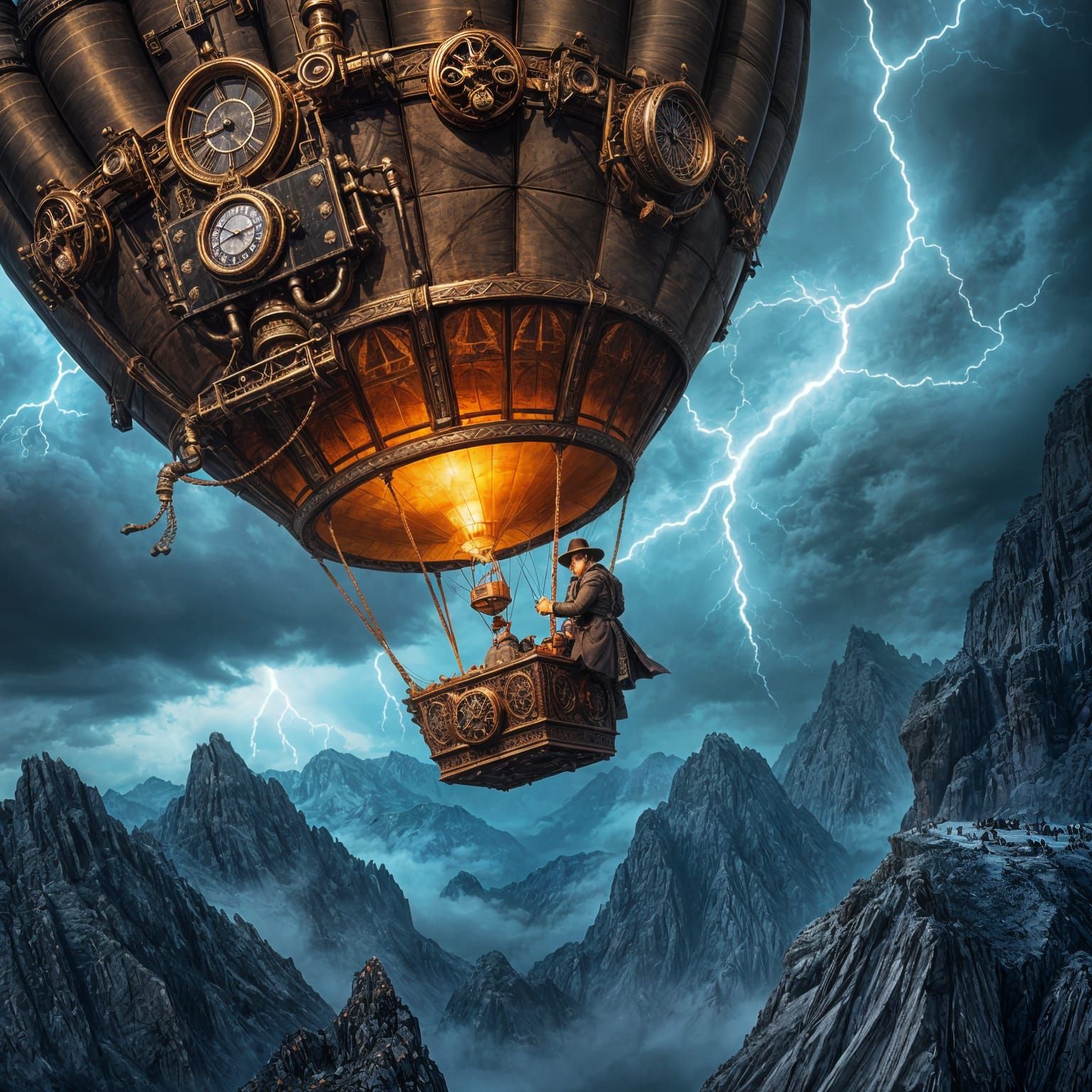 Steampunk Balloon Soars Above Rocky Mountains