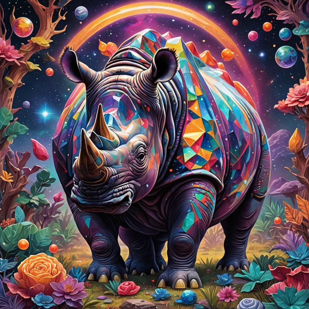 Gummy Javan Rhinoceros in Visionary Astral Art