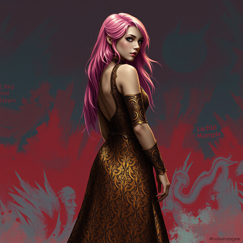 Bronze Dress and Golden Hair: Fantasy Concept Art