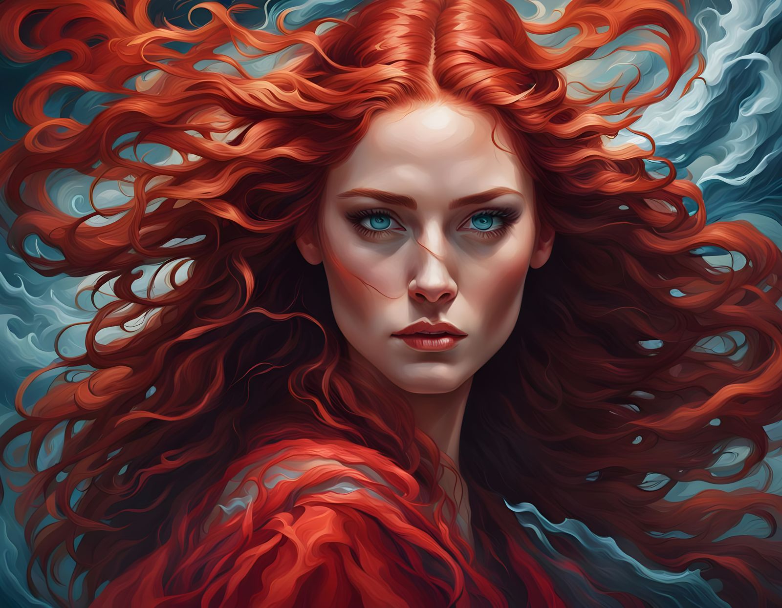 Storm Powered Woman Portrait in Hyperdetailed Style