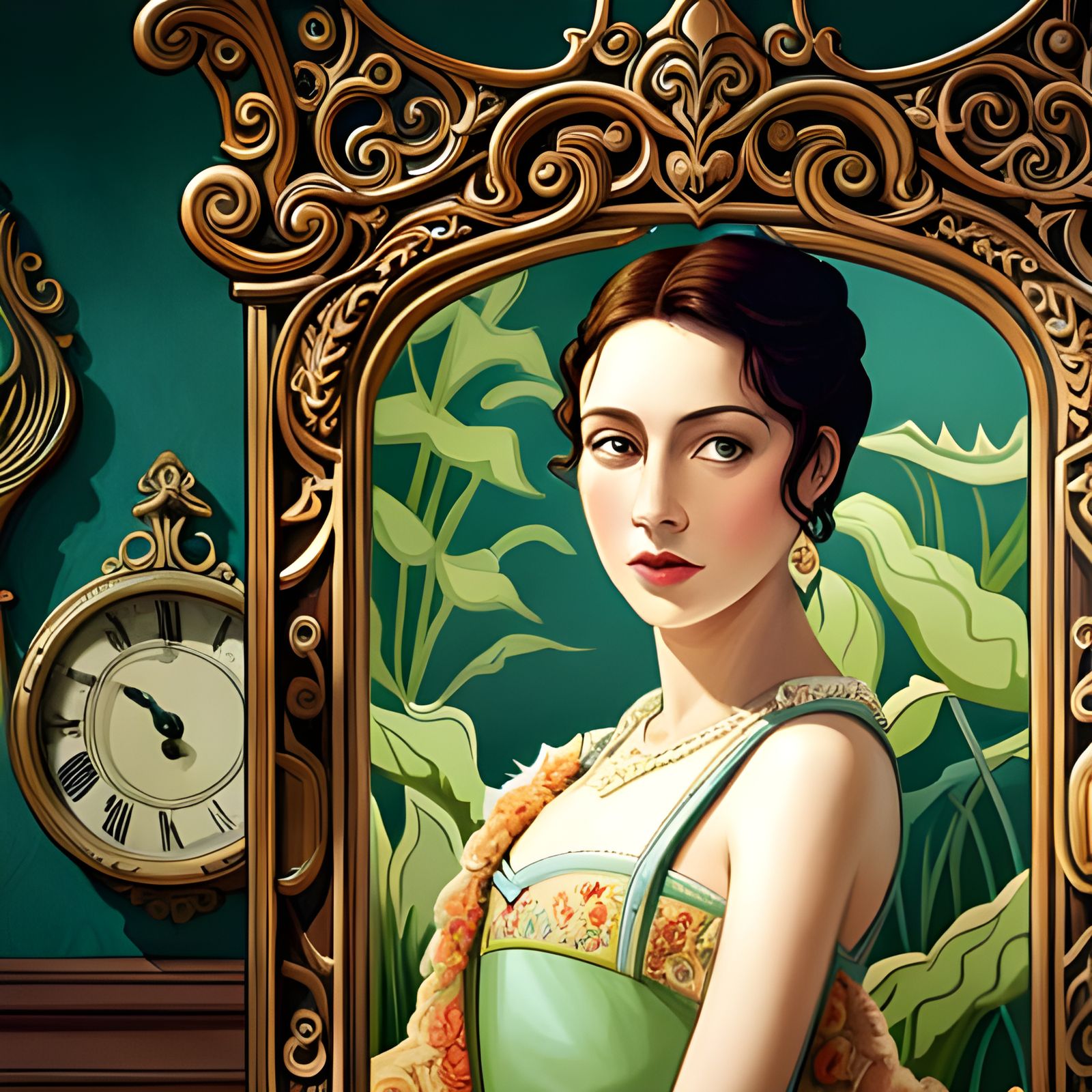 Elegant Chinese Woman at Needlework: Digital Art