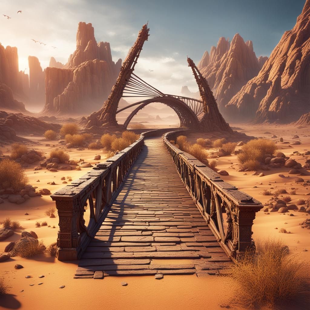 Desert Bridge: Detailed Matte Painting in 8k