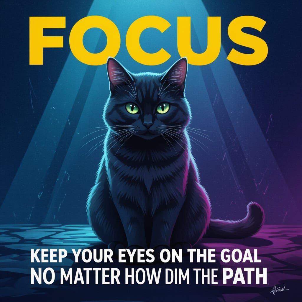 Motivational Cat Poster: Focus on Your Goal
