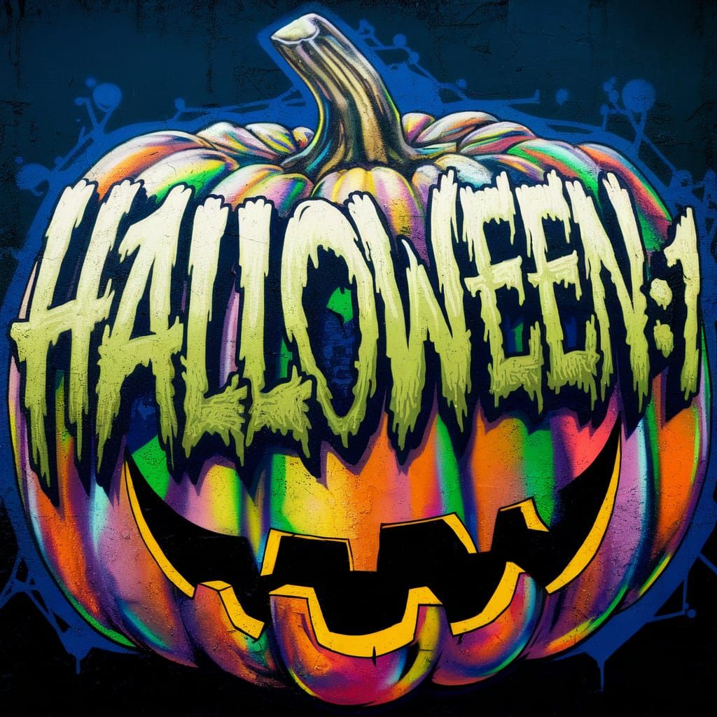Colorful Graffiti Pumpkin Art for Halloween