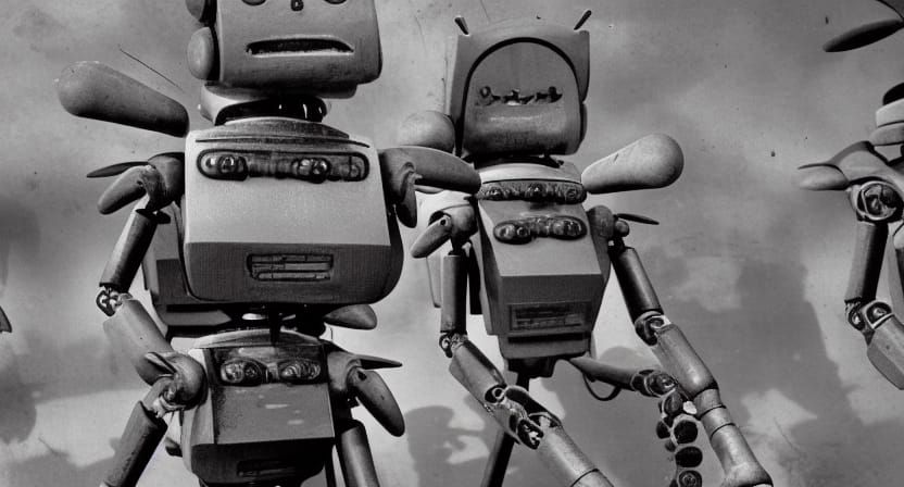 Phallic Robots Howling Like Wolves: Surreal AI Art