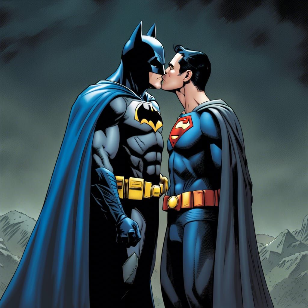 Batman and Superman Share a Kiss