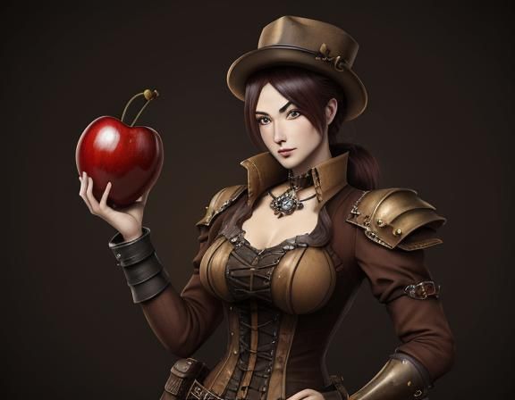 Steampunk Anime Woman with Cherry Polaroid