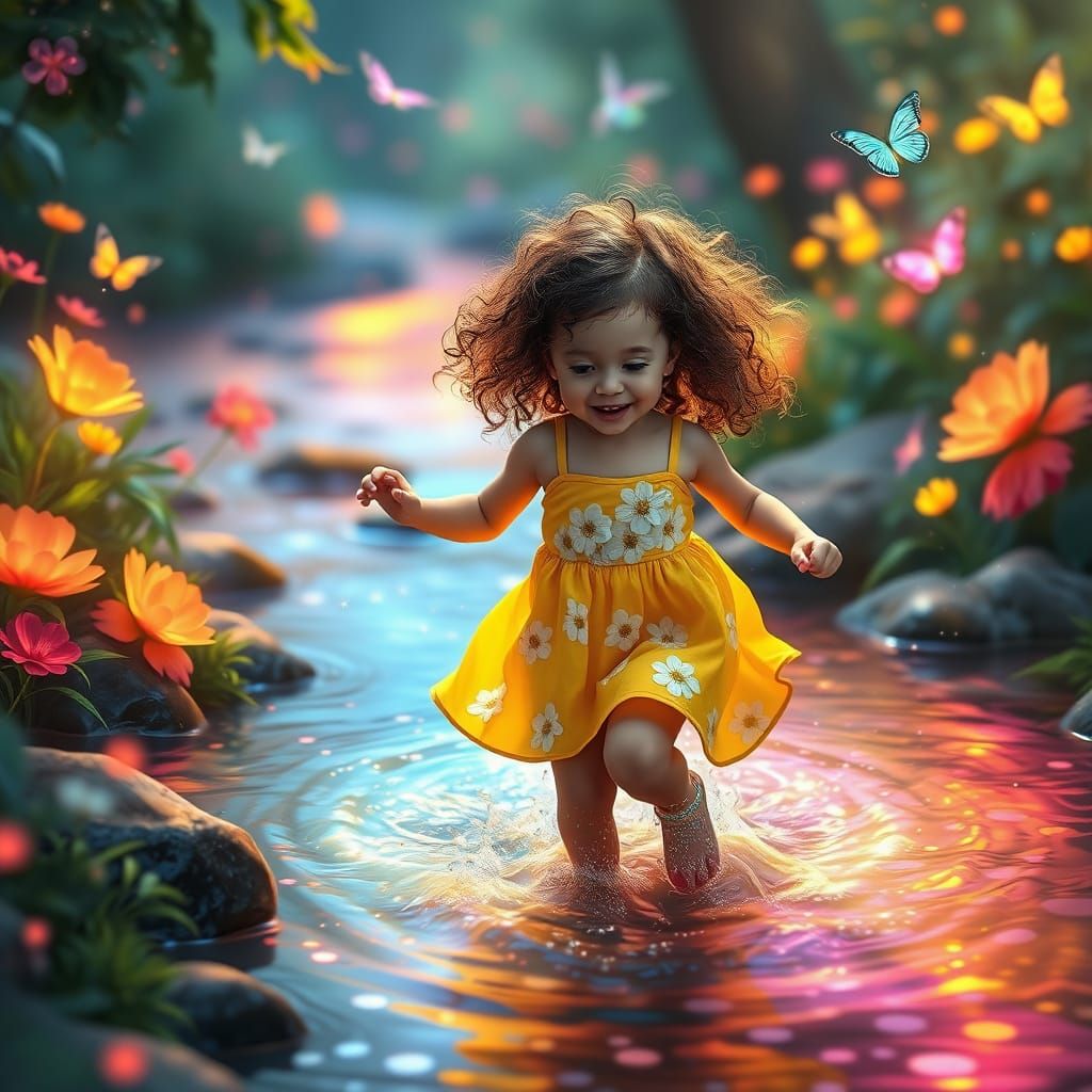 Whimsical Water Sprite in Vibrant Colors