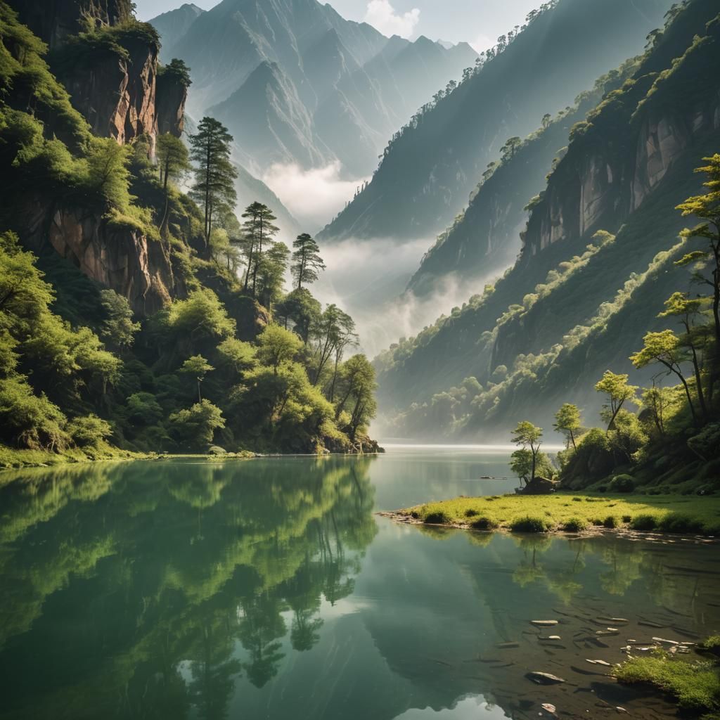 Serene Sichuan Nature Reserve Mountain Lake Photography