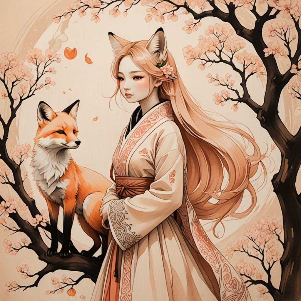 Ethereal Peach Beauty in Sepia Hues