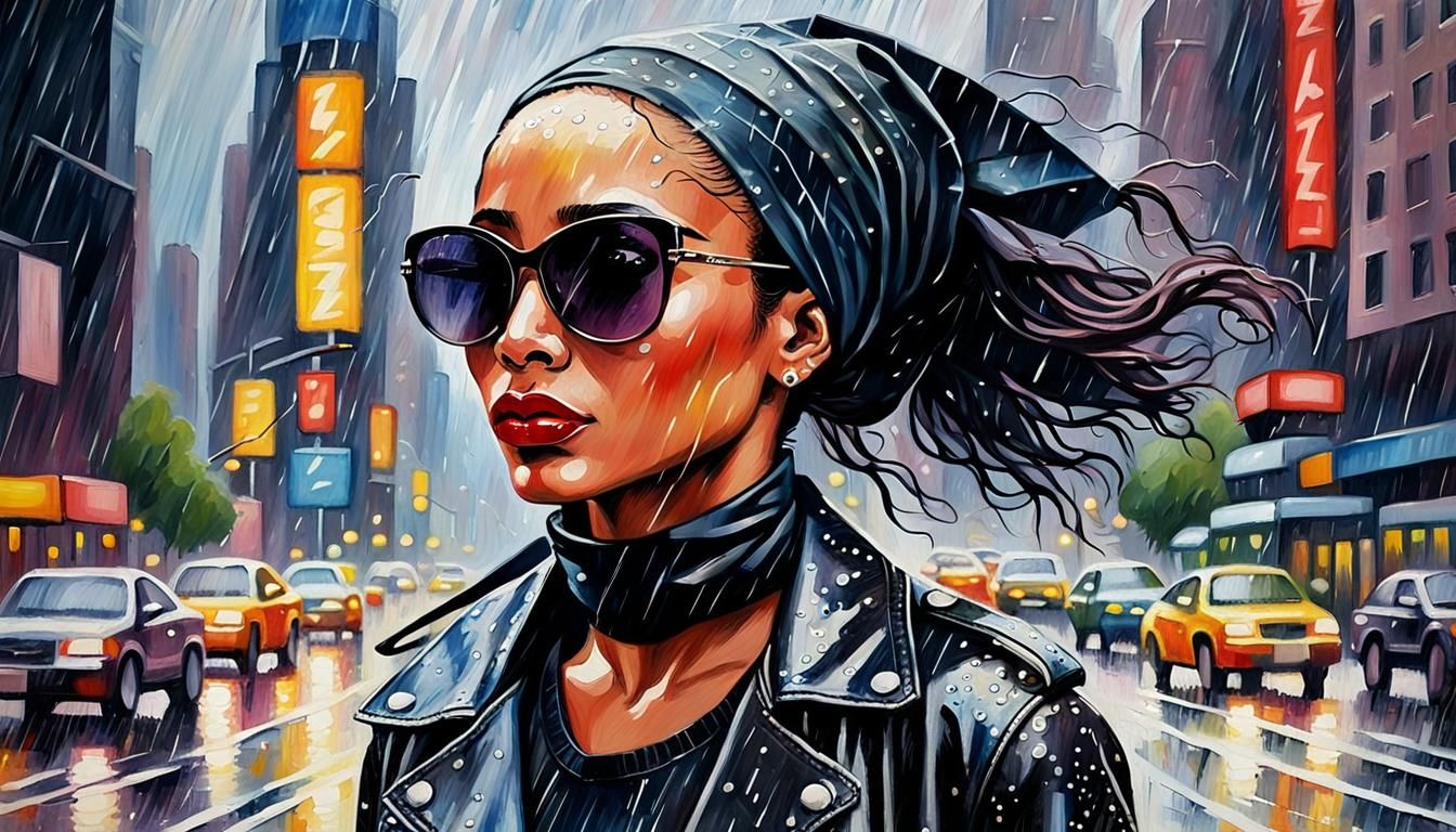 Sade in Rainy New York City, Pop Art Portrait