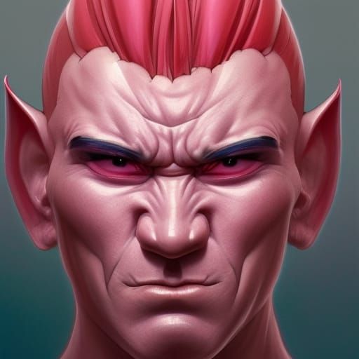 Majin Buu Portrait in Hyperdetailed Concept Art