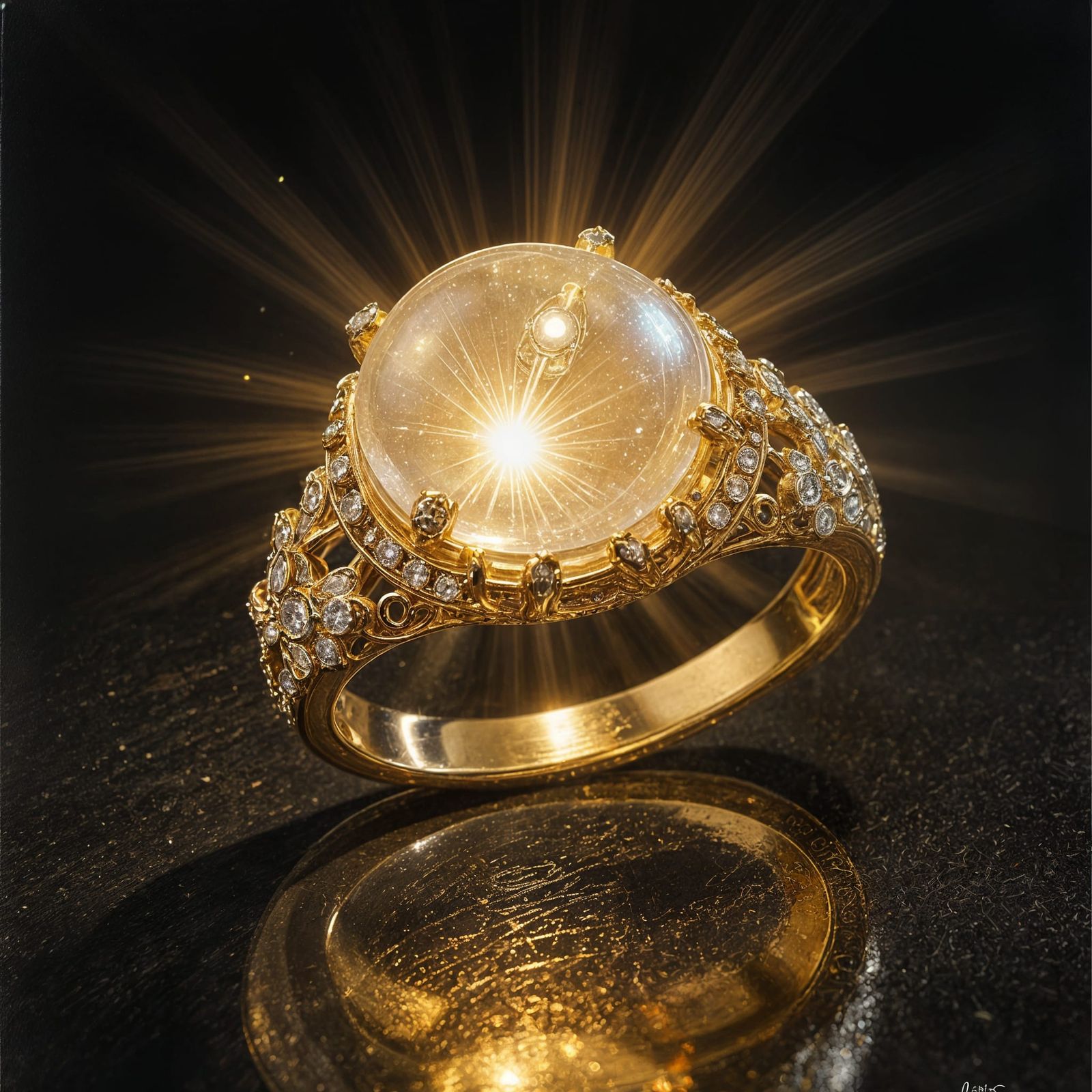 Radiant Jewel Ring in Classical Painting Style