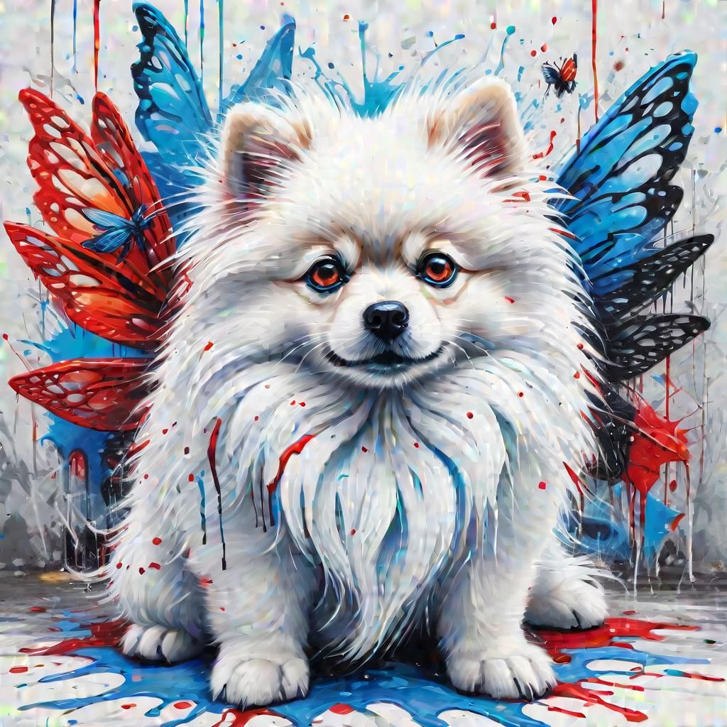 Magical Pomeranian in Fairytale Graffiti Art