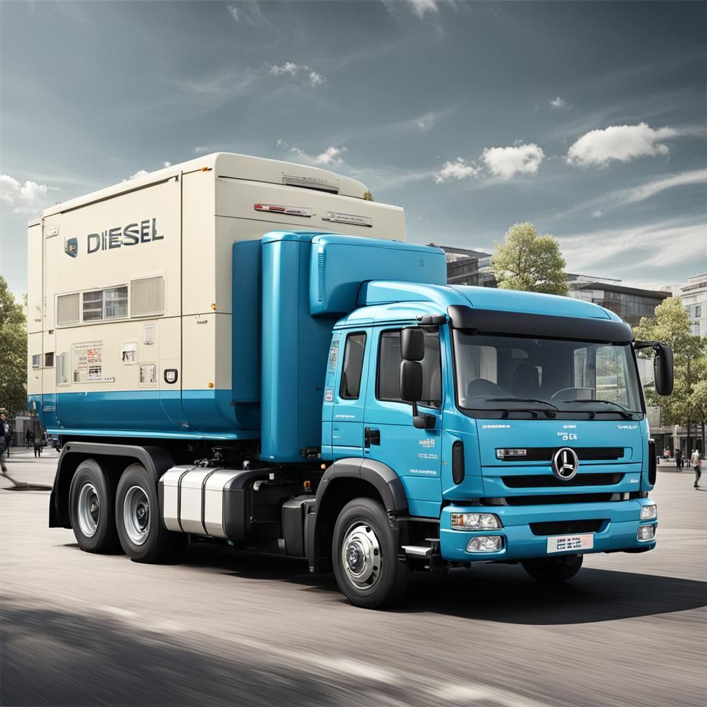 Cute Diesel Engine Cartoon Illustration